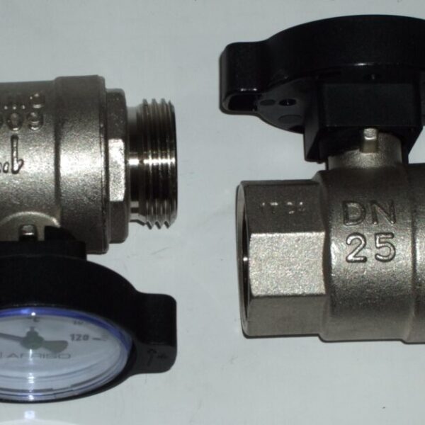 DK Kugelhahnset m. Thermometer rt-bl RMV - für RMV-Verteiler